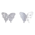 Detailed front and back views of zinc alloy butterfly beads for Chinese style jewelry - 12x15mm / Bright Silver
