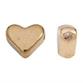 Macro detail of heart-shaped gold beads showing front and side views for DIY jewelry - 6*6.5mm (Hole 1mm) / KC Gold