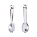 Detailed view of silver zinc alloy mini spoon charms showing front and back surfaces - Spoon / Antique Silver