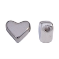 Polished silver heart-shaped CCB beads for DIY jewelry making with side hole - 6*6.5mm (Hole 1mm) / White Gold