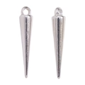 Macro detail of silver spike cone pendants for DIY punk necklace and jewelry projects - 24mm / Silver