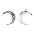 Antique silver crescent moon pendants with Celtic knot and pentagram for DIY jewelry - 31*27mm / Antique Silver