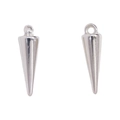 Close-up of polished silver cone spike pendants with top hanging loops for jewelry making - 17mm / Silver