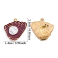 Burgundy enamel baseball glove alloy pendant charm for DIY jewelry and necklaces - Baseball Glove Style (A5-391) / 24x25mm
