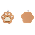 Resin cat paw pendant set for DIY jewelry making with front and back view details - Brown / 22*20mm / 1.6g