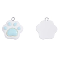 Front and back view of blue resin cat paw pendants with silver metal hanging rings - Light Blue / 22*20mm / 1.6g
