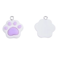 Macro view of white resin paw charm with purple pads and silver metal loop for DIY jewelry - Purple / 22*20mm / 1.6g