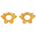Paire de perles d'espacement lotus dorées en alliage avec texture radiale pour bijoux DIY - 13*19mm