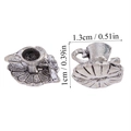 Macro view of vintage silver teapot pendant with 1.3cm scale and floral base detail - A6-087-antique Silver/10*13mm/1.86g