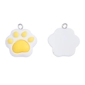 Detailed view of yellow and white resin cat paw pendants for DIY jewelry and keychain crafts - Yellow / 22*20mm / 1.6g