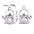 Detailed view of alloy teapot charms with dimensions 1.8cm by 1.5cm for DIY jewelry making - A6-095-antique Silver/18*15mm/4.15g