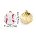 Ciondoli da baseball per gioielli in smalto bianco con dettagli di cuciture rosse - Stile Baseball Tondo (A5-394)