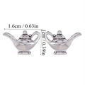 Detailed view of silver magic lamp charms with vintage finish and dimension markings - A6-094-antique Silver/10*16mm/2.55g