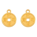 Coppia di ciondoli a moneta in lega di zinco lucida con incisioni tradizionali - 16*13mm / Oro