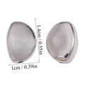 Detailed size view of silver CCB beads for DIY jewelry with 1.4cm height and 1cm width - Half Bean Shape (A6-100) / 50 Pieces / Silver