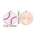 Ciondolo baseball in smalto bianco con retro dorato, dimensioni 2,3cm per 2,1cm - Stile Pendente da Baseball (A8-098)