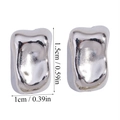 Polished silver irregular liquid metal earrings with dimensions 1.5cm by 1cm - Liquid Metal Style (A6-104) / 50 Pieces / Silver
