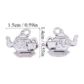 Macro detail of alloy teapot charms with precise dimensions in centimeters and inches - A6-089-antique Silver/14*15mm/1.39g