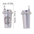 Detailed macro view showing the front and back of coffee cup metal charms for DIY jewelry - A6-084-antique Silver/21*10mm/5.09g