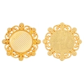 Gedetailleerd macro-overzicht van 15mm gouden ronde legering bedeltjes voor DIY sieraden maken - Binnendiameter 15mm / Goud (A6-113)