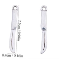 Macro detail van 2,5 cm zilveren scalpel bedeltjes met maten voor sieraden maken - A0-387-antiek Zilver/25*5mm/06g