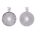Set of silver round alloy pendant trays with 25mm inner diameter for DIY jewelry making - 35x27mm / Antique Silver