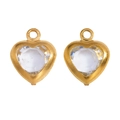 Close-up of heart glass pendants with gold metal frames for DIY jewelry making - Gold-transparent White / 10*8mm / 0.22g