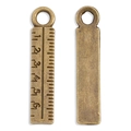 Detailed front and back view of vintage bronze alloy ruler pendant for DIY jewelry crafts - Antique Bronze