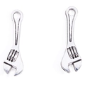 Pair of vintage silver alloy wrench pendants for DIY jewelry making and keychains - Antique Silver