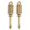 Detailed view of vintage bronze alloy screwdriver charms for DIY jewelry making - Antique Bronze (A2-494)