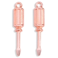 Detail of two rose gold screwdriver pendants with a smooth electroplated metal finish - Rose Gold (A2-494)