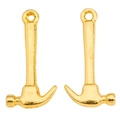 Detailed macro view of two golden hammer pendants for DIY jewelry making and necklaces - Gold (A2-488)