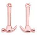 Macro view of two rose gold hammer charms for DIY jewelry making and necklace crafts - Rose Gold (A2-488)