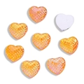Detail showing 12mm orange heart resin cabochons with iridescent mermaid fish scale texture - 12mm / Orange