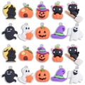 Gothic Halloween resin charms set featuring pumpkins, black cats and ghosts for DIY jewelry - Halloween Assorted Styles (Mix of 10)