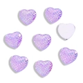 Detail of 12mm iridescent purple heart cabochons with fish scale texture and flat back - 12mm / Light Purple
