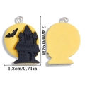 Gothic Halloween resin pendant featuring a black castle and bats over a yellow moon - Full Moon Castle Style (A6-228)
