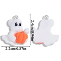 Front and back view of a white ghost resin pendant holding a pumpkin for Halloween DIY - Ghost Holding Pumpkin Style (A6-227)