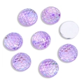 Flat back round mermaid scale resin charms with purple iridescent finish for DIY - Light Purple / 12mm