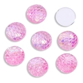 Macro detail of round pink mermaid fish scale acrylic charms with flat silver backing - Light Pink / 12mm