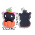 Front and back detail of Gothic Halloween black cat in pumpkin resin pendant with dimensions - Black Cat in Pumpkin Style (A6-222)