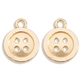 Macro detail van twee gouden legering knophangers voor DIY sieraden maken - Knop Stijl (A1-183) / 16*13mm / KC Goud