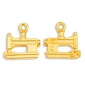 Macro shot of two golden vintage sewing machine charms for DIY jewelry making - Gold (A3-017/16*15mm/1.29g)