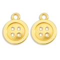 Detail van gouden knopvormige bedeltjes met vier gaten voor doe-het-zelf sieraden maken - Knop Stijl (A1-183) / 16*13mm / Goud