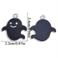 Gothic ghost resin charms showing front white smile and back view with dimensions - Black Ghost Style (A6-221)