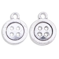 Antieke zilveren legering knophangers met vier gaten voor DIY sieraden en ambachtelijk werk - Knop Stijl (A1-183) / 16*13mm / Antiek Zilver