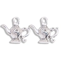 Vintage style teapot heart charms in silver alloy for DIY jewelry making accessories - Antique Silver