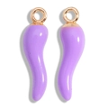 Detailed view of purple chili pendants with gold rings for DIY jewelry making - Purple