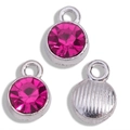 Detail of DIY jewelry pendants with rose red rhinestones and silver metal backing - Antique Silver Base Dark Purple