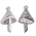 Colgantes de hongo en plata retro de aleación con textura de puntos para joyería DIY - Plata antigua